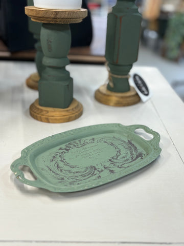 Sage Distressed Metal Trinket Tray