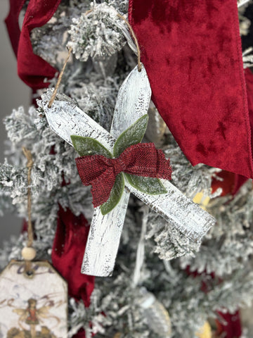 Handmade Ski Ornament with Bow