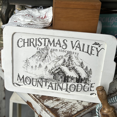 Christmas Lodge Wooden Decor Tray