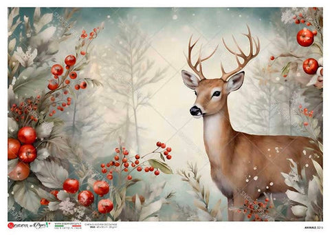 Paper Designs Festive Buck Side Portrait Rice Paper