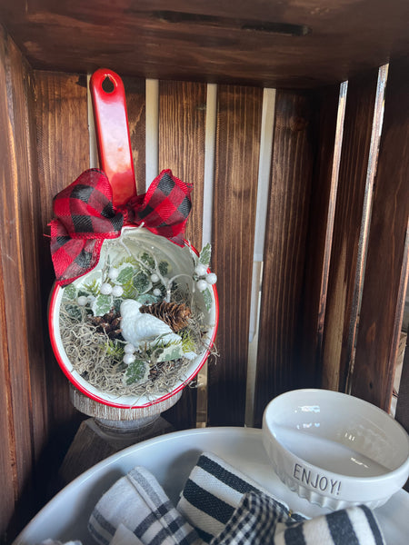 Vintage Enamel Pot w/ Birds Nest