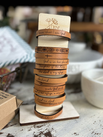 Thin Leather Religious Bracelets