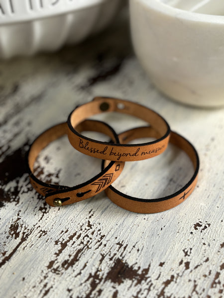 Thin Leather Religious Bracelets