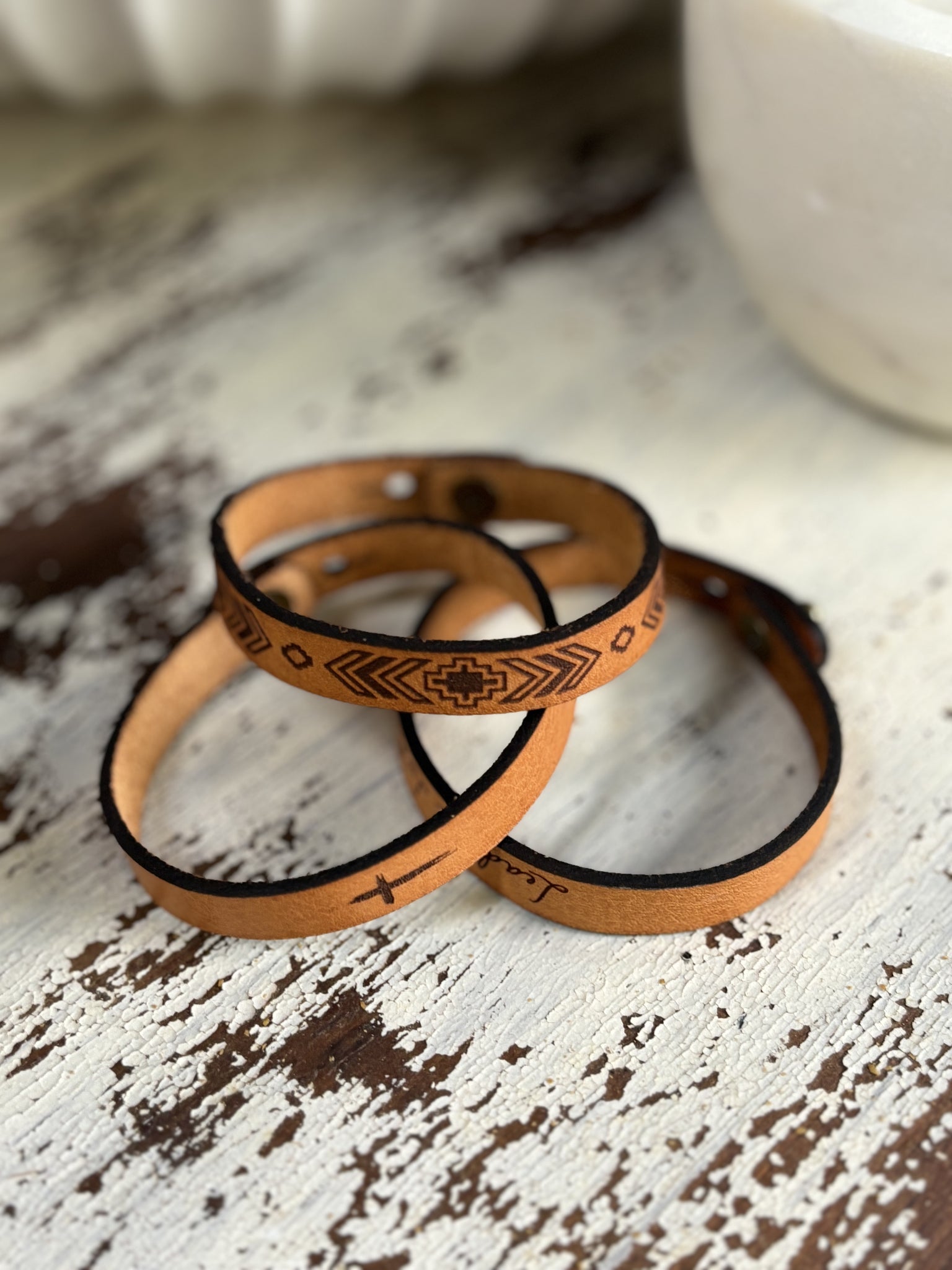 Thin Leather Religious Bracelets
