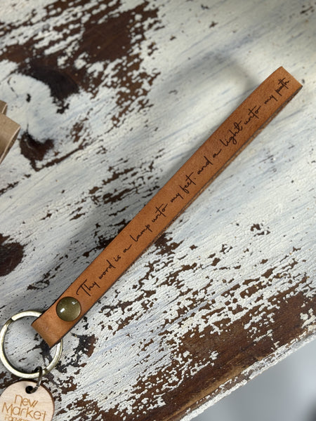 Scripture Wristlet Keychain - Full Grain Leather