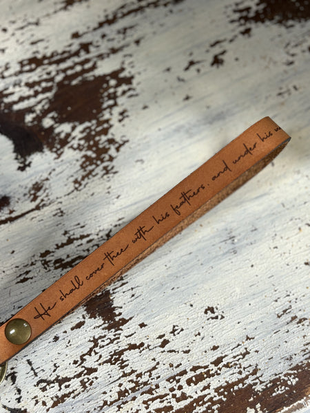 Scripture Wristlet Keychain - Full Grain Leather