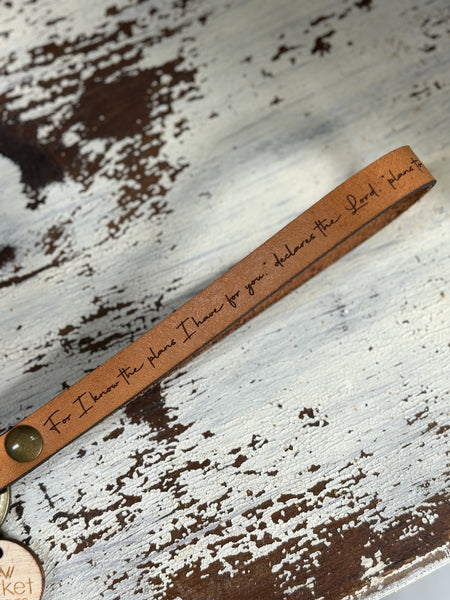 Scripture Wristlet Keychain - Full Grain Leather
