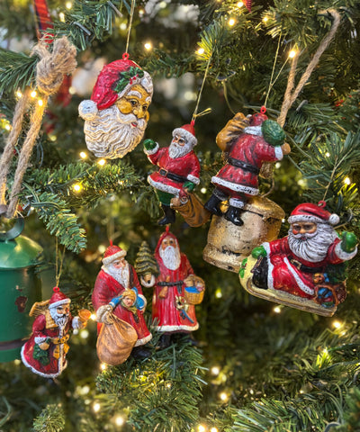 Vintage Santa Ornament Lot (Set of 7)