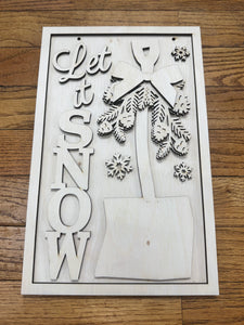 Let It Snow | Blank Wooden Door Hanger | 17.5" by 11"