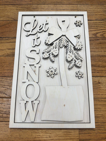 Let It Snow | Blank Wooden Door Hanger | 17.5" by 11"