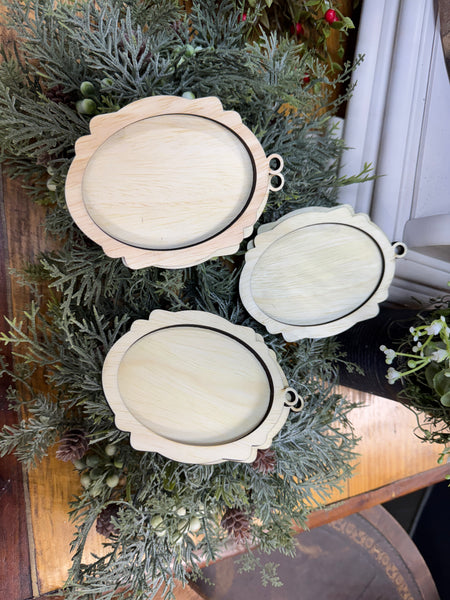 Oval Wooden Frame Ornament Blank Sets | 5" by 3 1/2"