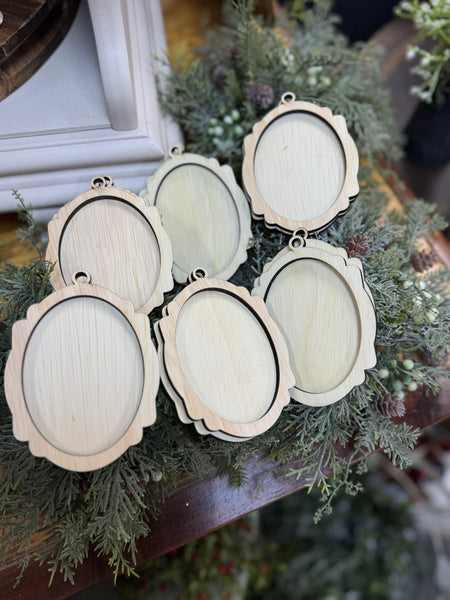 Oval Wooden Frame Ornament Blank Sets | 5" by 3 1/2"