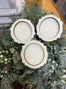Round Wooden Frame Ornament Blank Sets | 3 1/2" by 3 5/8"