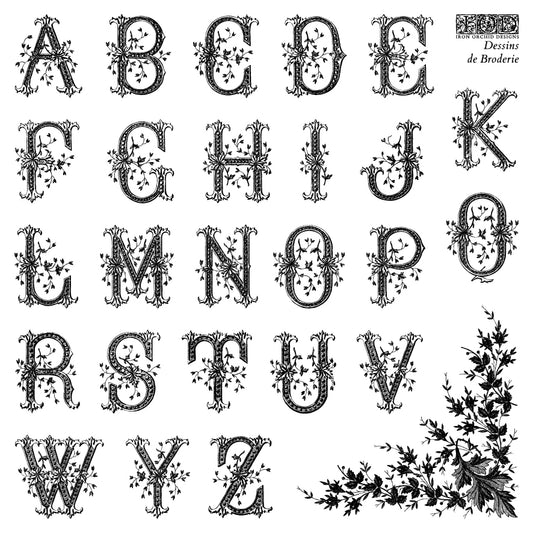 Dessins de Broderie IOD Stamp | 6” x 6” | Four Sheet Boxed Set