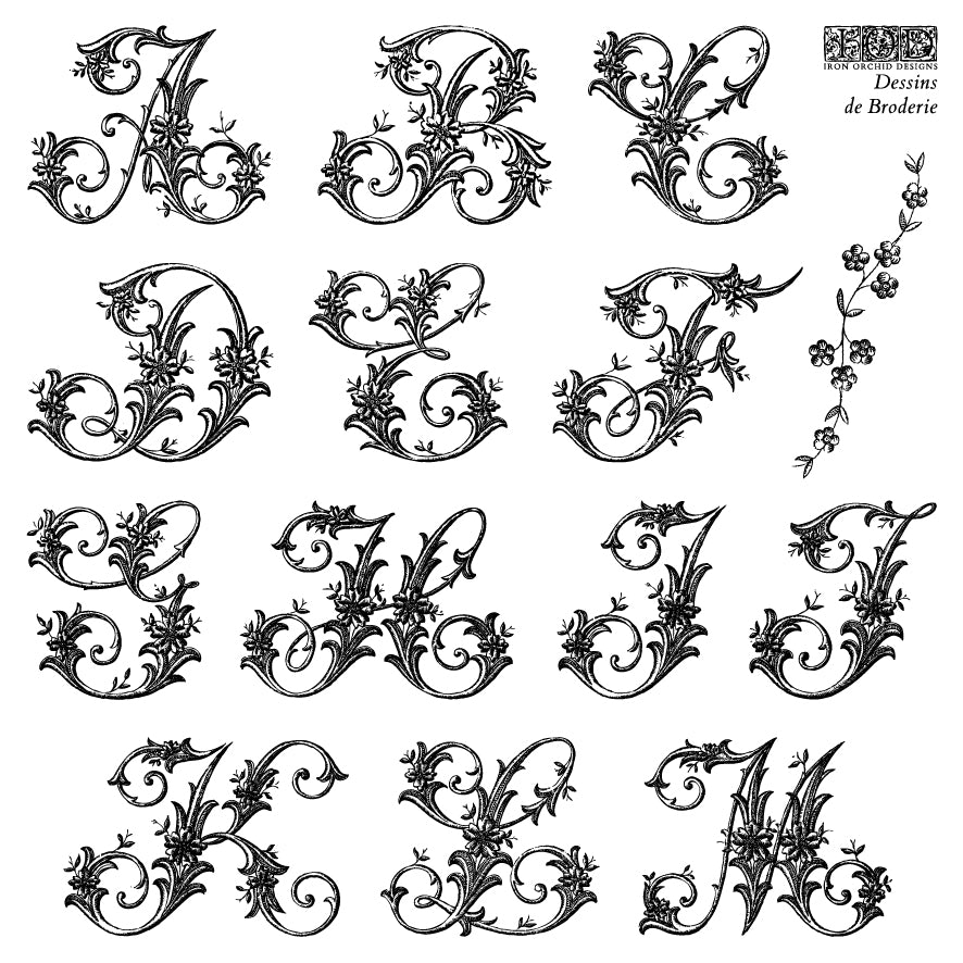 Dessins de Broderie IOD Stamp | 6” x 6” | Four Sheet Boxed Set