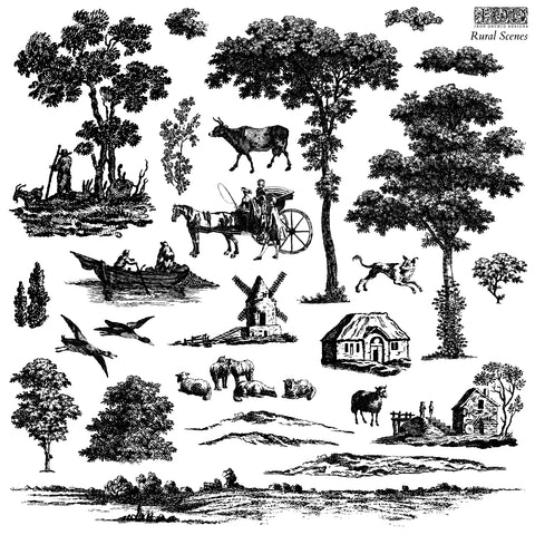 RURAL SCENES 12x12 IOD Stamp