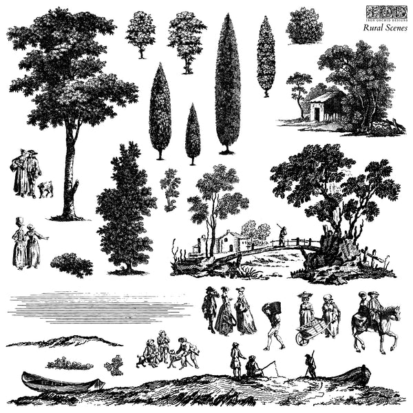 RURAL SCENES 12x12 IOD Stamp