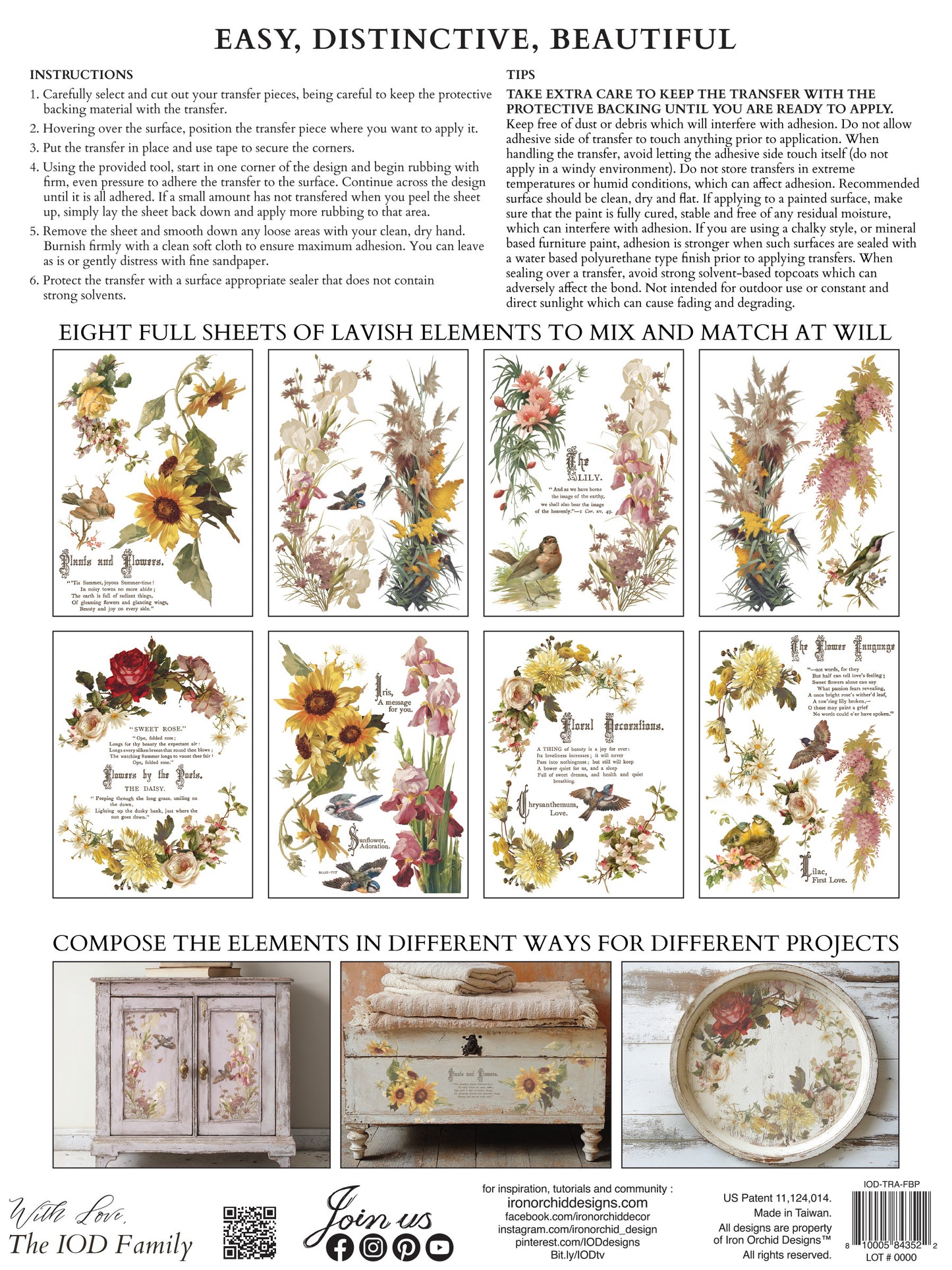 Flowers by the Poets IOD Transfer | 8 Pages | 12” x 16” |