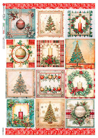 Paper Designs Holiday Festive Squares Rice Paper