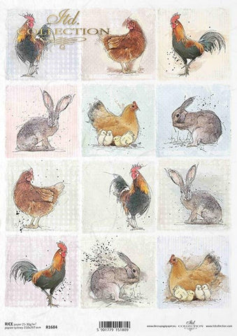 ITD Collection Mini Rooster and Bunny Squares