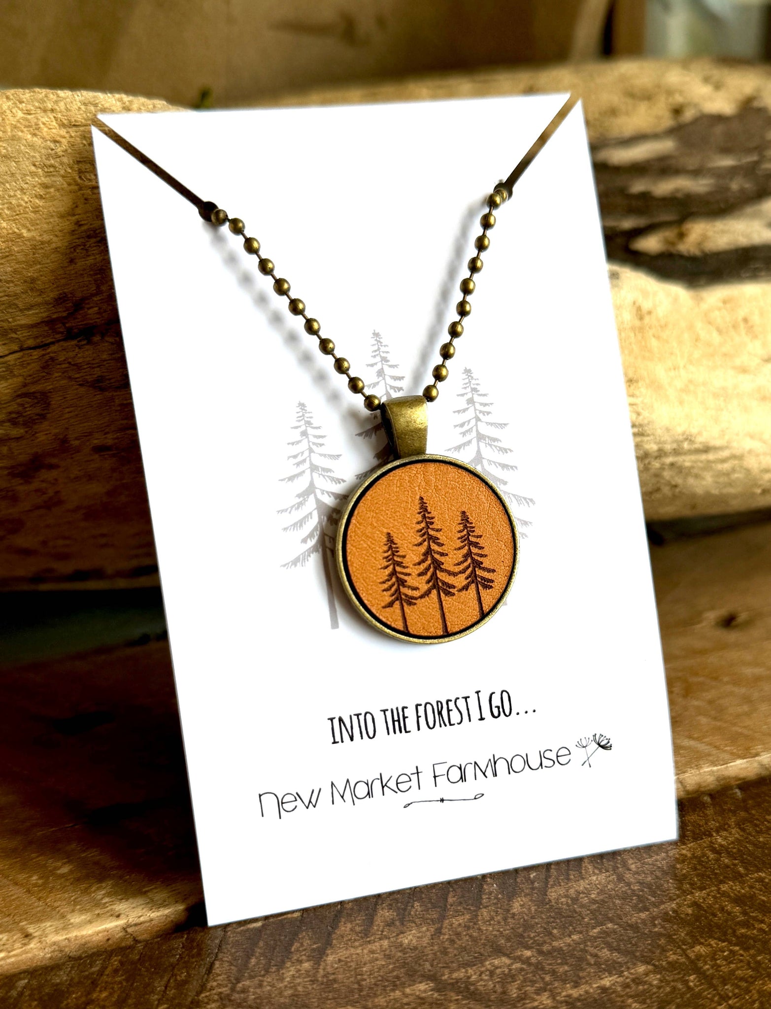 Tree Necklace - Forest Leather Pendant Necklace