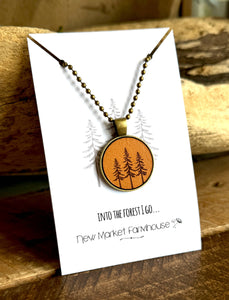 Tree Necklace - Forest Leather Pendant Necklace