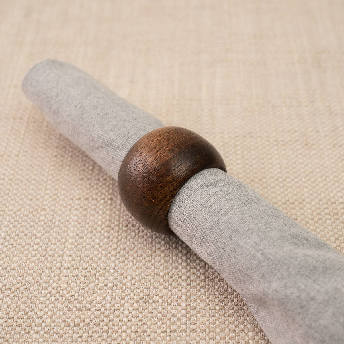 Dark Wood Napkin Ring - Rounded Design