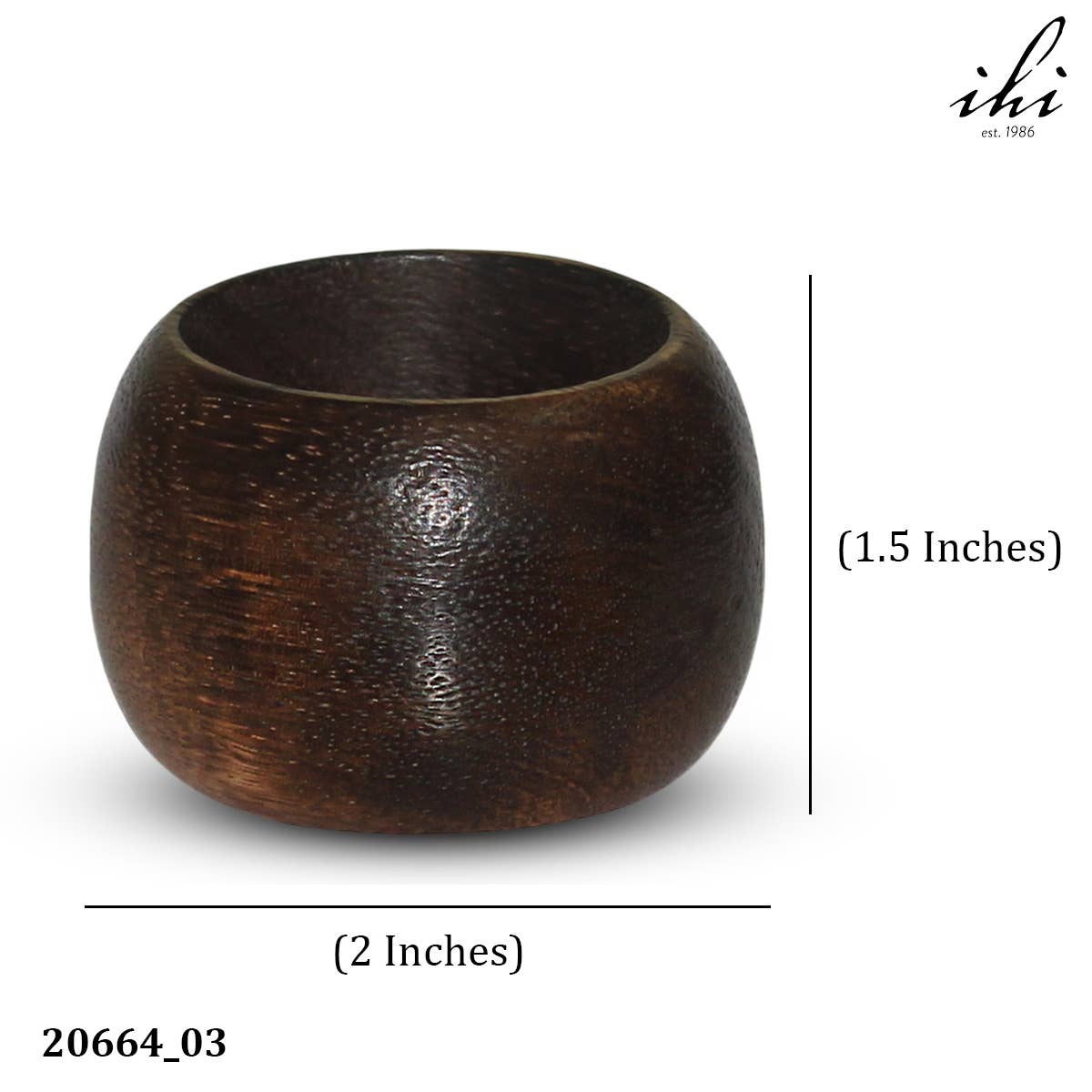 Dark Wood Napkin Ring - Rounded Design