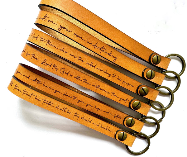 Scripture Wristlet Keychain - Full Grain Leather