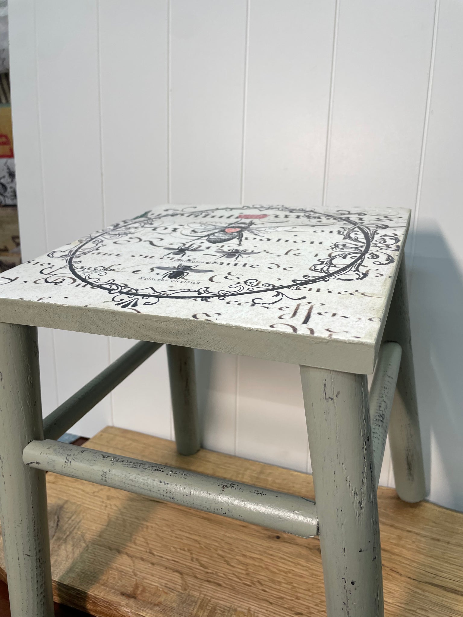 Queen Bee Decoupage Stool