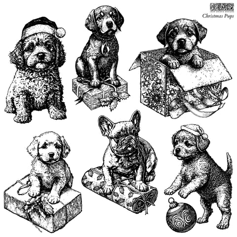 CHRISTMAS PUPS 12x12 DECOR STAMPS