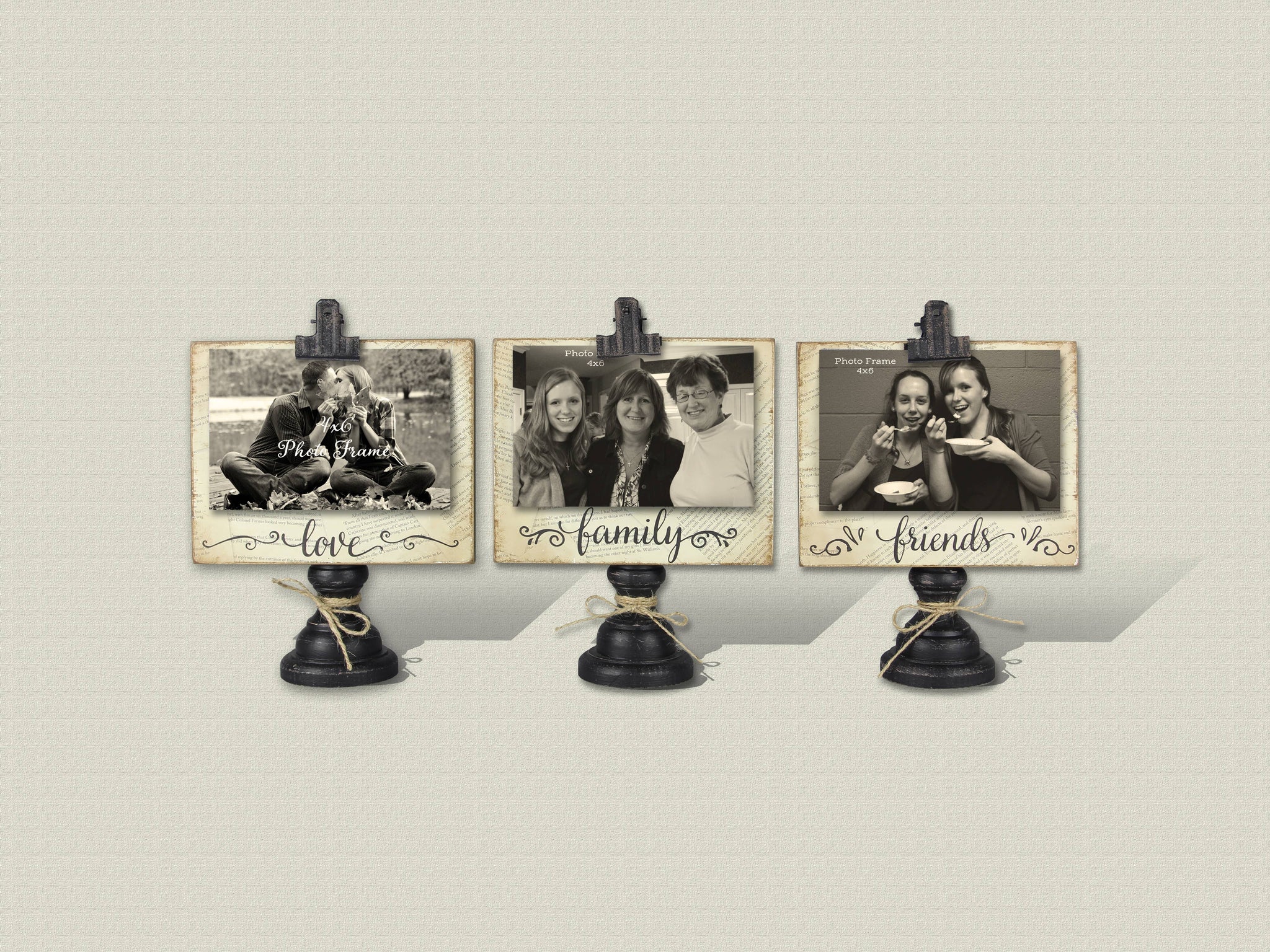 Wood 4X6 Picture Clip, 3 Assorted