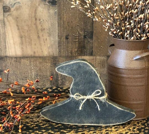 Wood Halloween Witch's Black Hat Sitter