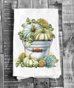Fall Autumn Pumpkins Hydrangea Cotton Tea Towels Kitchen