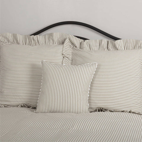 Farmhouse Ticking Taupe Pillow 18Lx18W