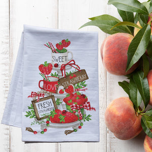 Strawberry Summer Tier Tray Flour Sack Tea Towel