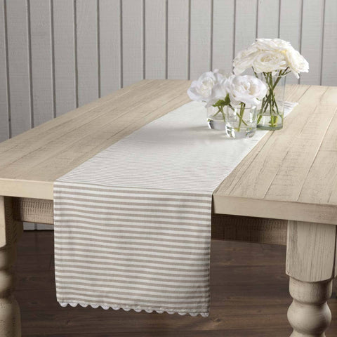 Farmhouse Ticking Taupe Runner 54Lx13W