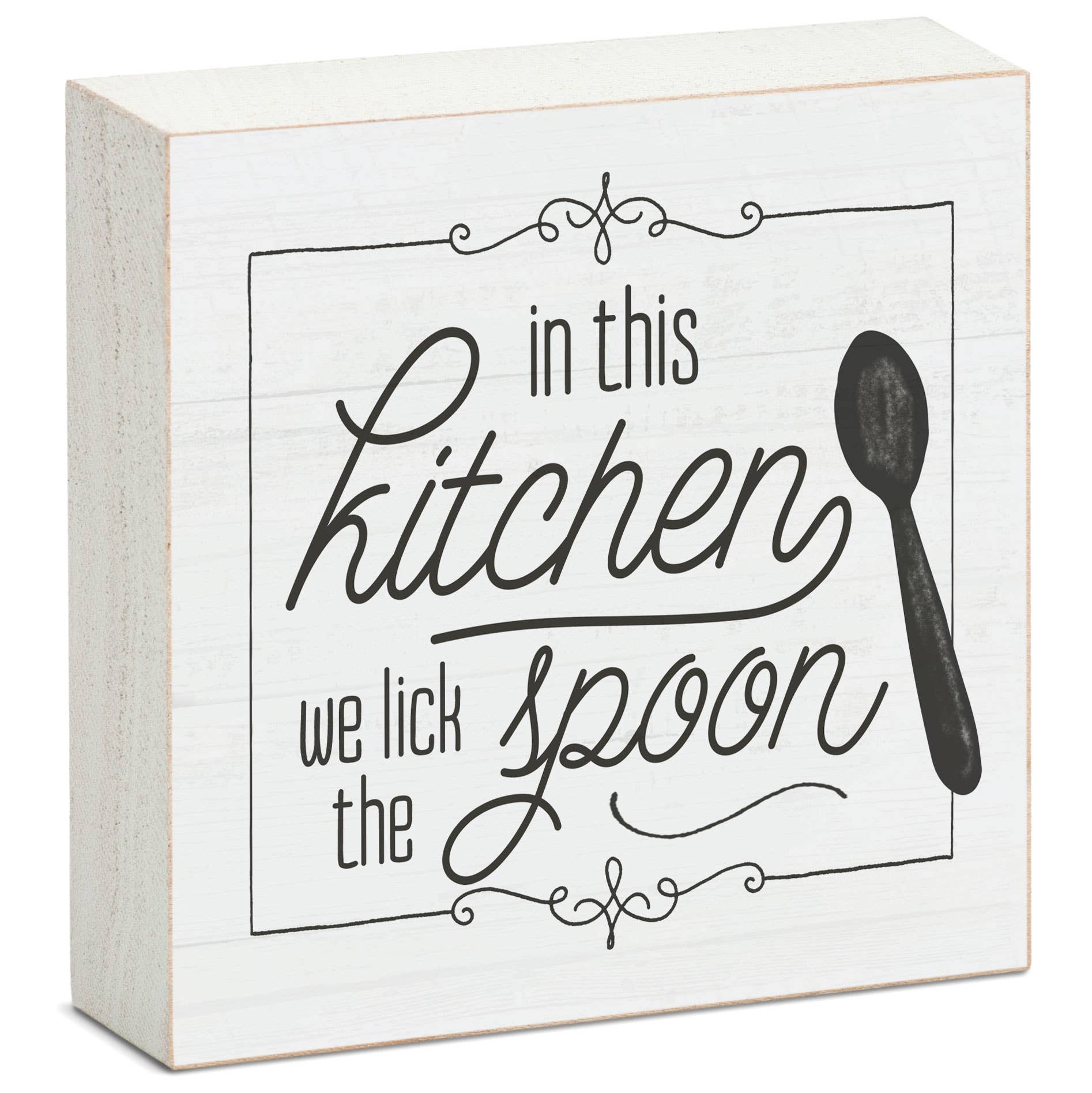 Lick The Spoon Decorative Wood Block Sign