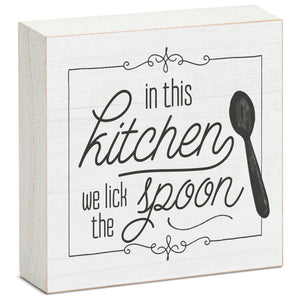 Lick The Spoon Decorative Wood Block Sign