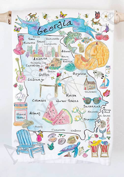 Georgia State Map  Kitchen Towel