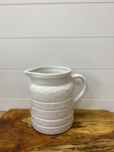 White Ceramic Pitcher 7"