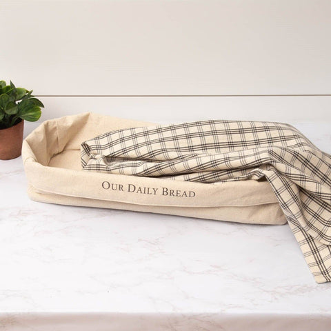 Fabric Bread Basket - Our Daily Bread, with Cover (SET)