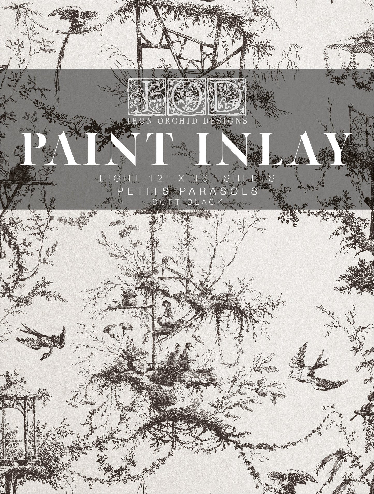 PETIT PARASOLS BLACK | IOD PAINT INLAY 12X16