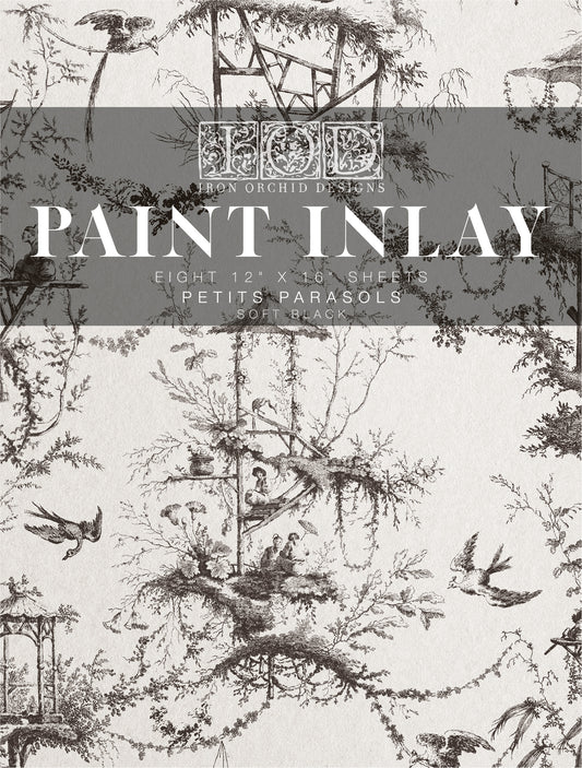 PETIT PARASOLS BLACK | IOD PAINT INLAY 12X16