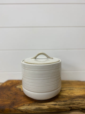 White Ceramic Canister w/ Lid