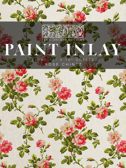 Rose Chintz 12x16 IOD Paint Inlay