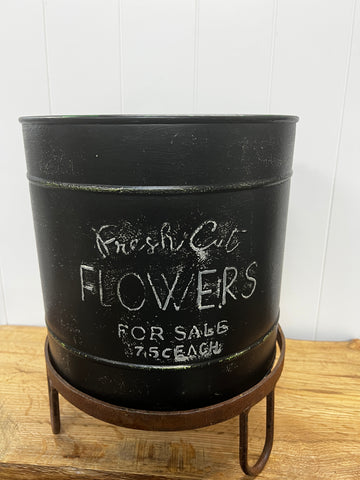 Black Metal Flower Pot w/ Stand