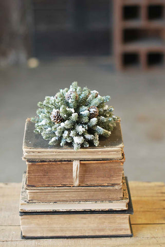 Snowy Mini Pine Half Sphere | 7"