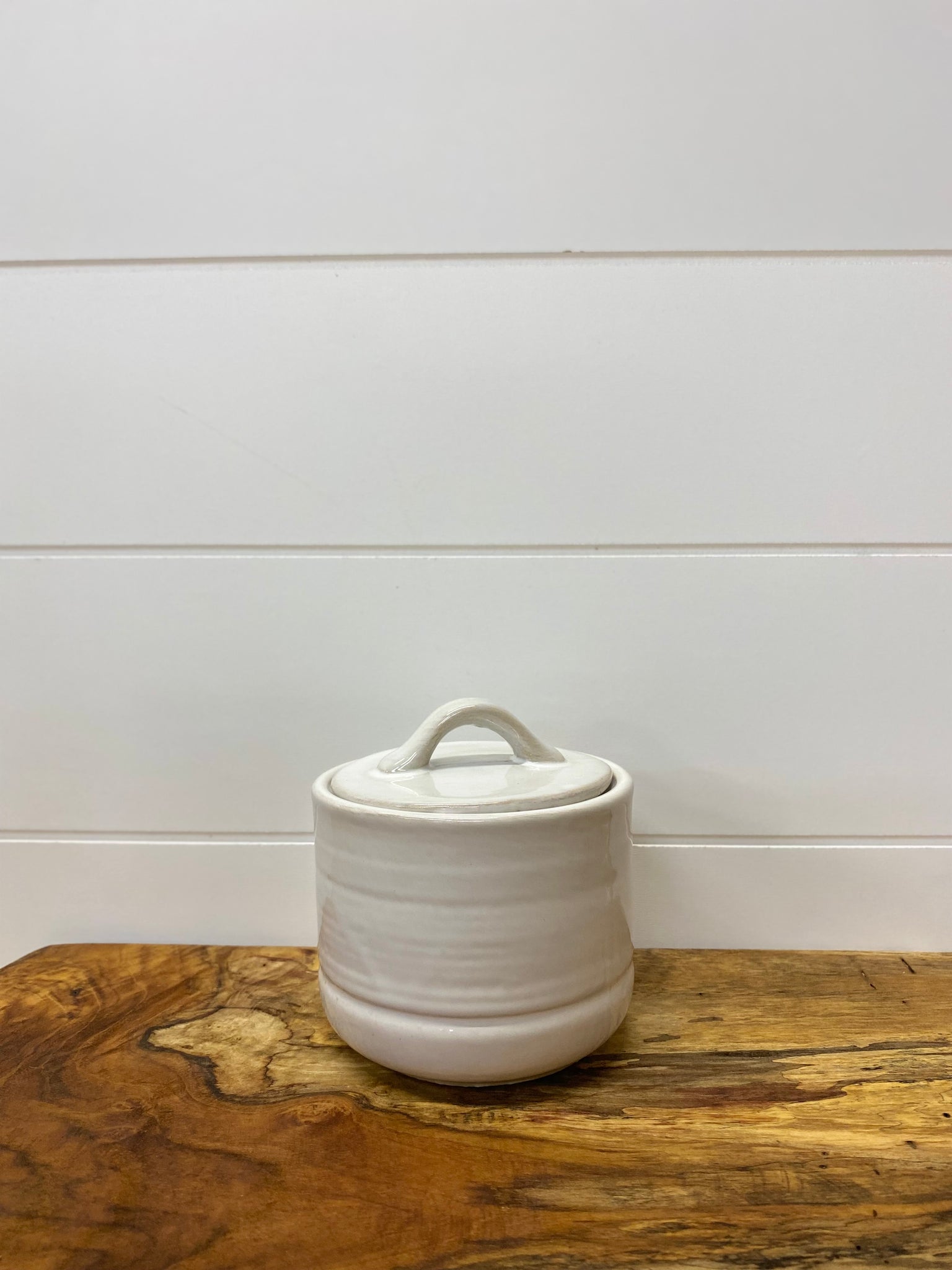 White Ceramic Canister w/ Lid