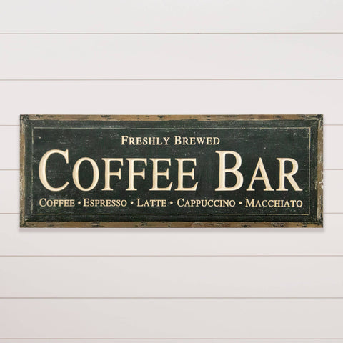 Gray Carved Sign - Coffee Bar